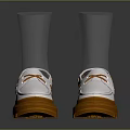 White Casual Shoes With Orange Laces And Thick Platform Sole Modern Design