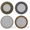 Decorative Round Mirrors With Different Gold Silver Textured Frames For Interior 3d model