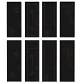 Modern Black Hinged Doors With Intricate Gold Patterns And Various Decorative Designs