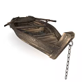 Vintage Wooden Boat With Weathered Planks Chain Detail And Interior Seats