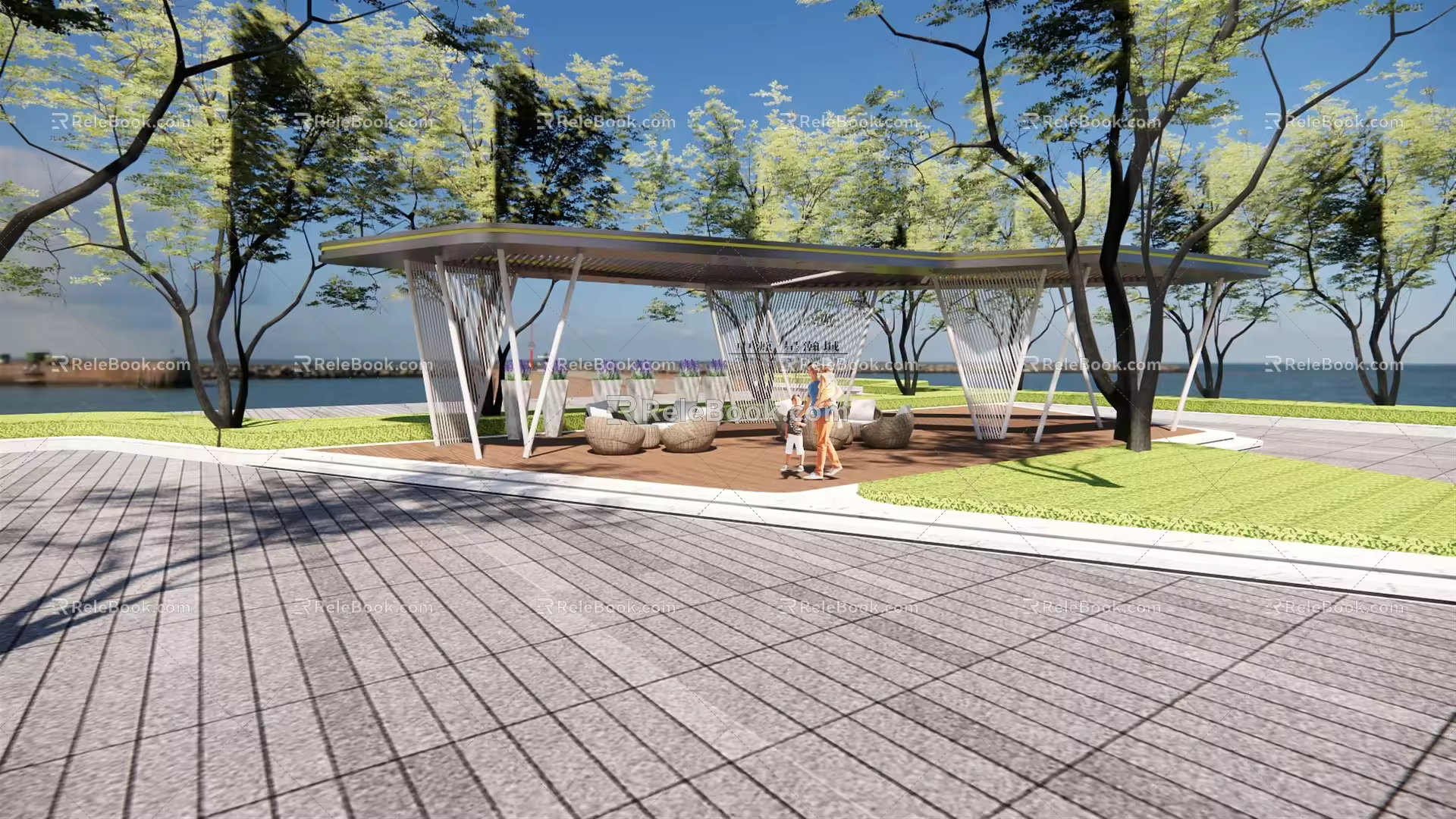 Modern Gallery Frame Landscape Gallery Frame Special-shaped Landscape Gallery Frame Hollow Landscape Gallery Frame Landscape Node Street Square 3d model