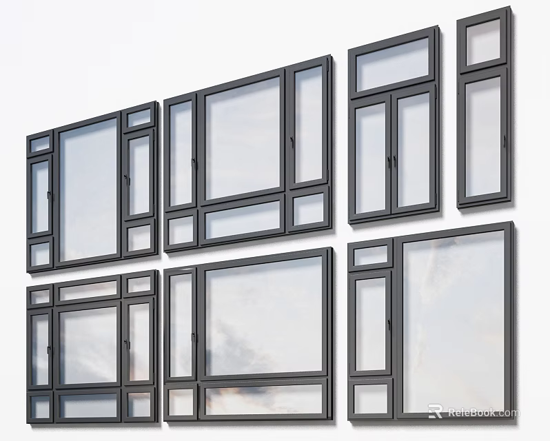 Modern Aluminum Frame Casement Windows For Residential Soundproofing And Energy Efficiency 3d model 