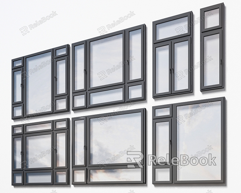 Floor-to-ceiling windows Glass windows casement windows model