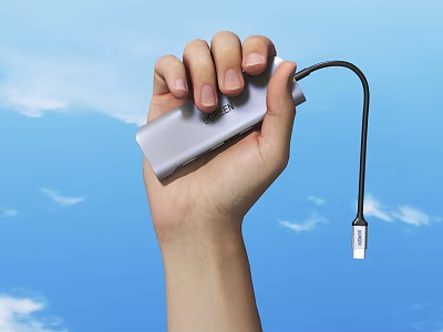 Handheld Silver Daily Electrical Appliance With USB Cable And Portable Design 3d model