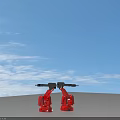 Two Red Robotic Arm Models For Desktop Decorative Display With Metallic Joints And Stable Base 3d model