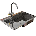 Modern Stainless Steel Square Sink With Single Faucet And Smooth Surface
