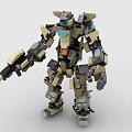 Detailed Tan Mech Style Building Blocks Robot With Weapon And Armor Construction