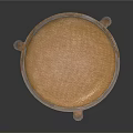 Round Padded Seat Stool With Wooden Legs And Classic Cross Support Design