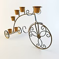 Iron Bicycle Shaped Garden Plant Stand With Multiple Flower Pots 3d model