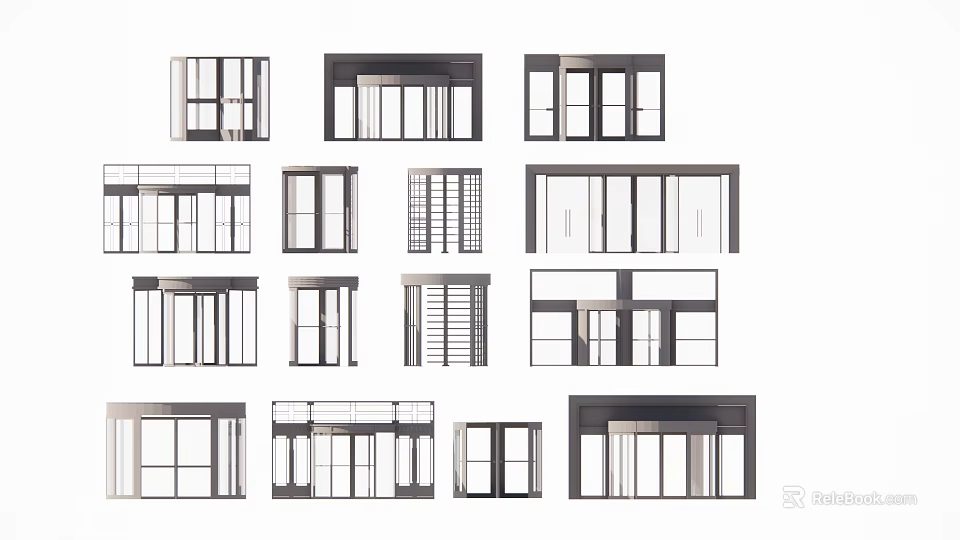 Various Modern Door And Window Designs With Different Architectural Styles 3d model 