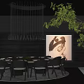 Luxury Private Box Interior with Round Table Chairs Chandelier And Wall Artwork 3d model
