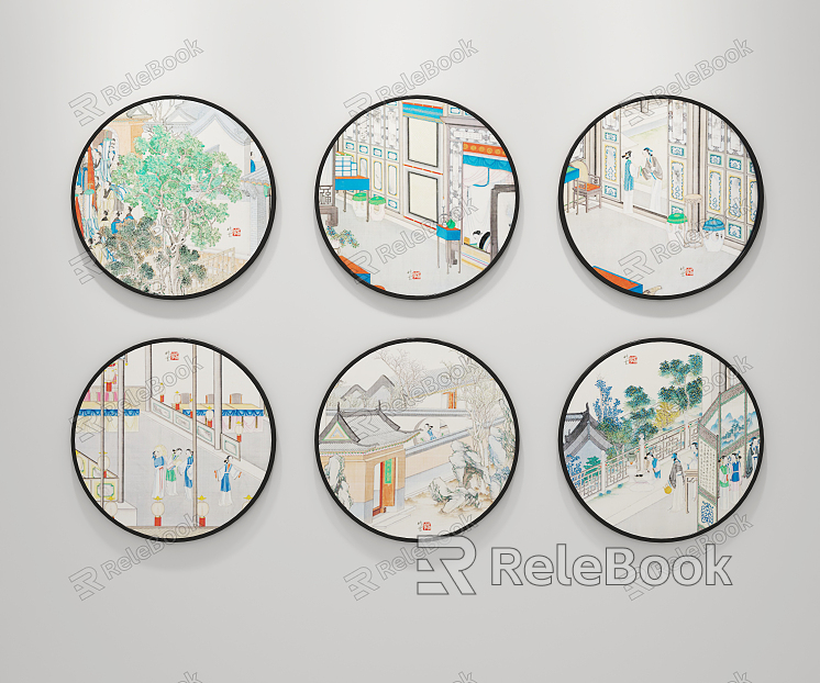 New Chinese Round Frame Painting Decorative Painting model