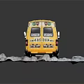 Yellow Van Model Parked on Snowy Platform with Detailed Exterior Design