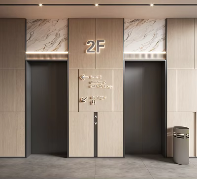 Modern elevator hall elevator aisle office elevator hotel elevator elevator car 3d model