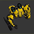 Yellow Sci Fi Robot Character With Blue Eyes And Mechanical Design Standing Pose