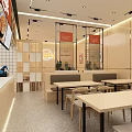 Simple Modern Restaurant Interior With Open Layout Wooden Walls And Menu Screens
