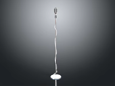 Modern Standing Headphone Speaker with Slim Curved Pole Round Base and Silver White Design 3d model