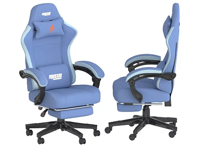 Comfortable Blue Ergonomic Office Chair With Headrest Armrests And Adjustable Base 3d model