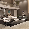 Modern Duplex Living Room 3d model