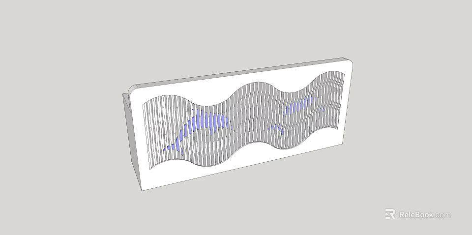 Modern Reception Desk With Wavy Striped Design And Blue Accents 3d model 