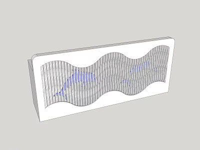 Modern Reception Desk With Wavy Striped Design And Blue Accents 3d model