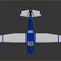 Small Blue And White Passenger Aircraft With Single Propeller Fixed Landing Gear And Cockpit Windows