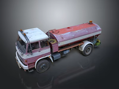Vintage Red And White Tanker Truck As Functional Vehicle For Fuel Transportation 3d model