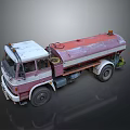 Vintage Red And White Tanker Truck As Functional Vehicle For Fuel Transportation