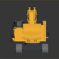 Yellow Tracked Utility Vehicle Excavator with Front Bucket and Cage Containing Black Items