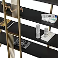 Elegant Modern Gold Frame Display Shelf With Matte Black Shelves For Home Decor Storage