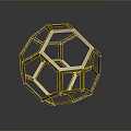 Modern Golden Geometric Sphere Frame Structure With Polygonal Design Elements
