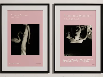 Two Framed Francesca Woodman Black and White Portrait Posters for Moderna Museet 3d model