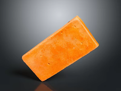 Solid Orange Rectangular Object With Textured Surface Holes On Dark Background 3d model