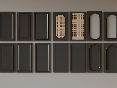 Various Black Cabinet Door Designs With Different Shapes And Textured Panels 3d model