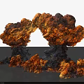 Public Facilities Scene With Explosion Flames And Smoke Clouds