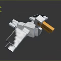 Pixel Art Style Flying Animal With Black White Wings Yellow Beak On Gray Background