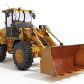 Yellow Front Loader Utility Vehicle With Large Bucket Heavy Duty Tires And Cab