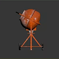 Orange Concrete Mixer With Wheels And Steel Drum For Industrial Use