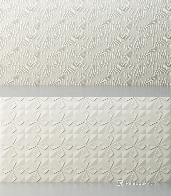 Decorative Wall Surface With Wavy Texture And Geometric Pattern For Modern Interior Design 3d model 