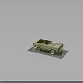 Vintage Old Toy Convertible Car On Base With Dirt And Grass