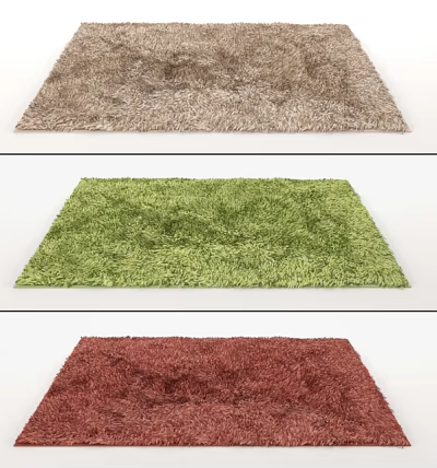 Soft Plush Square Rugs in Brown Green Red for Home Decor 3d model