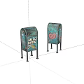 Teal Public Mail Boxes With MAIL BOX Text Smiley Face And Envelope Graphics