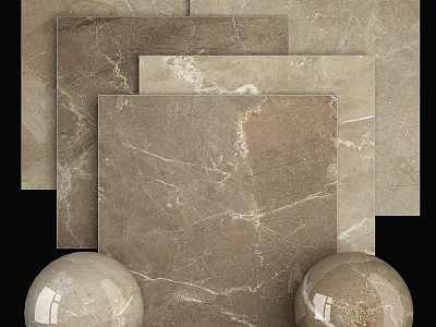 Brown Marble Tiles With Natural Textured Surface Accompanied By Decorative Spheres 3d model