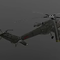 Military Helicopter With Dark Green Fuselage Rotor Blades And Landing Gear