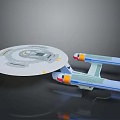 Detailed Starship Model Featuring Disc Shaped Hull And Twin Engines For Space Exploration