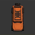 Orange Off Road SUV With Large Tires Roof Rack And Front Headlights