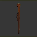 Vintage Red and Gold Pistol Featuring Wooden Grip and Shiny Metal Parts