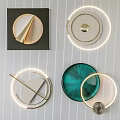 Modern Wall Decorations with Geometric Circular Shapes Metallic Glass Accents and Illuminated Rings