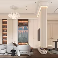 Elegant Bedroom Interior Design With Crystal Chandelier Built in Wardrobe Bed And Ottoman