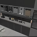 Modern Kitchen With Neatly Arranged Household Appliances Water Dispensers And Countertop